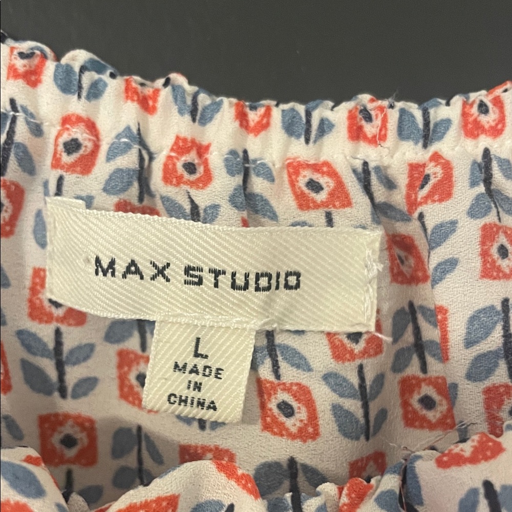 Max Studio Pink Patterned Ruffle Blouse - Picture 2 of 5